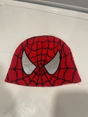 Marvel Red & Black Spider-Web Knit Beanie with Silver Eyes
